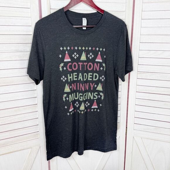Cotton Headed Ninny Muggins Funny Ugly Christmas Short Sleeve T Shirt Grey Large - Picture 1 of 9